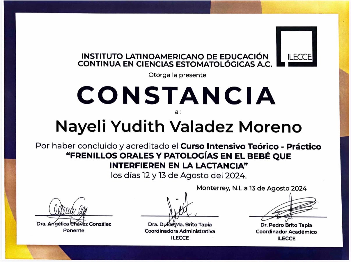 Constancia curso de frenillos orales y lactancia